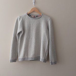 Dolan Textured Crew Neck Sweatshirt Silver Ivory White